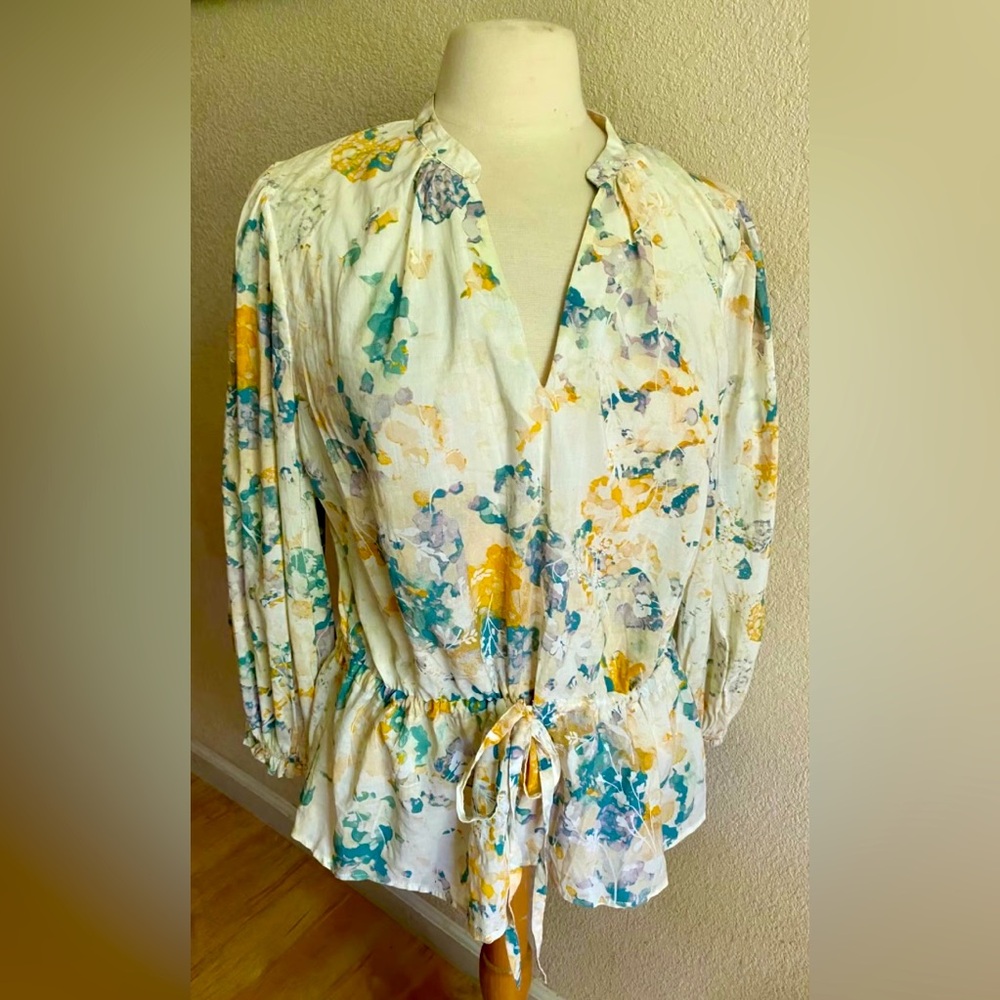A New Day Floral Print Peplum Blouse size medium